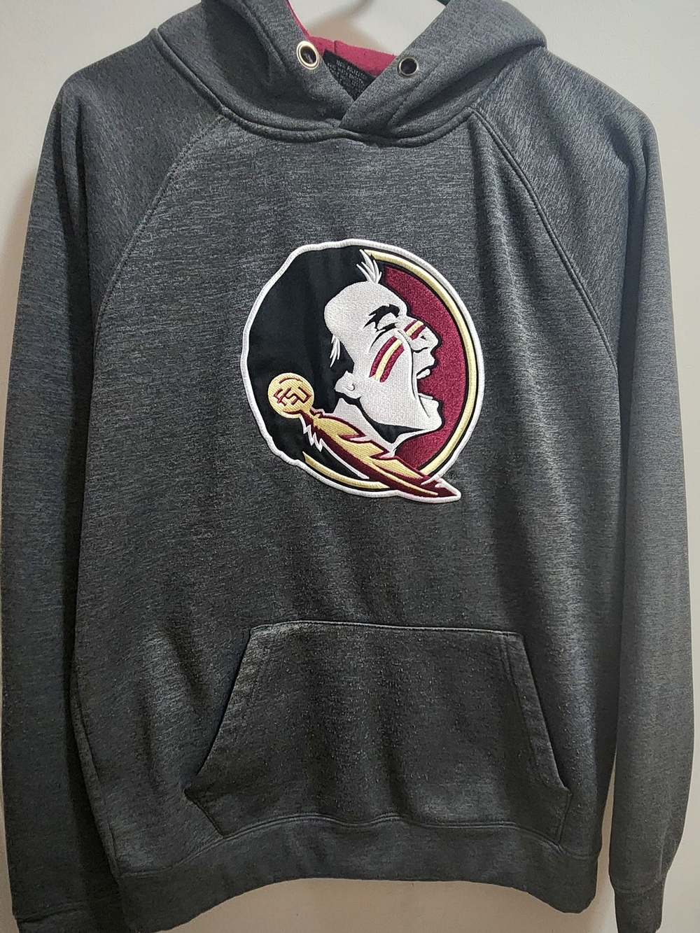 FSU Florida State Seminoles Hoodie Gray Pullover Logo Sweatshirt M